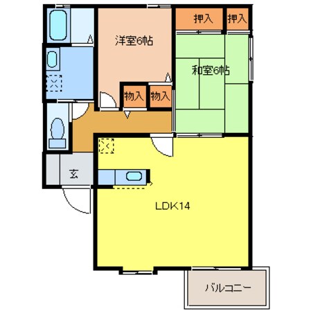 地獄原 徒歩3分 1階の物件間取画像